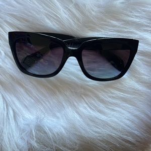 PRADA women’s sunglasses black with gold trim EUC with case sunglass hut